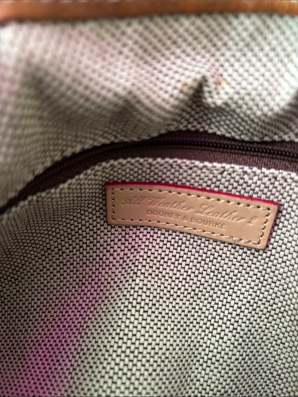 Dooney & Bourke Brown Pebbled Leather Shoulder Bag with Cream Trim - Picture 15 of 17